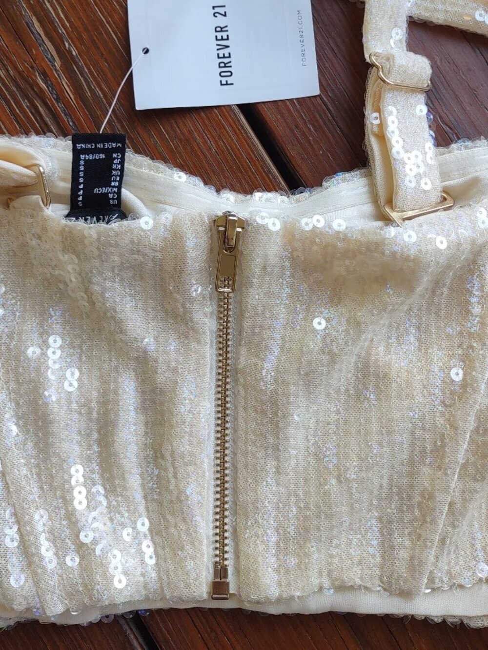 Forever 21 Sequin Bustier Cami Top Size Small Festival Party Sparkle Indie Glam - Picture 8 of 8